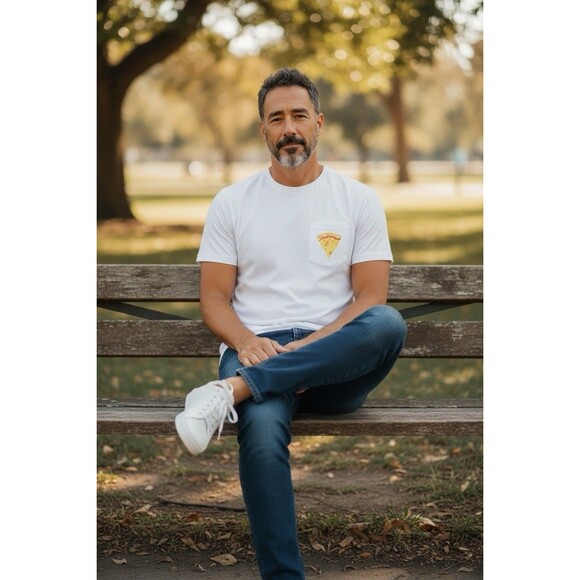 Barstool Sports One Bite Everybody Knows The Rule Pizza Medium Pocket Tee Shirt - Picture 2 of 5